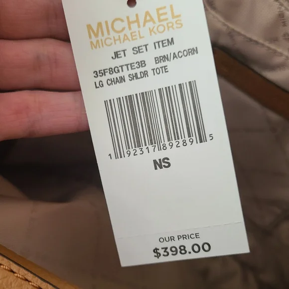 Michael Kors Chain Tote Bag – NWT Brown MK Logo Gold Hardware Shoulder Purse - Picture 9 of 12